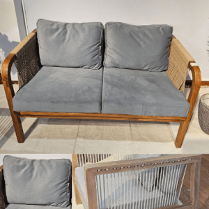 TWO SEATER + TWO SINGLE SEATER WOODEN ROPE SOFA