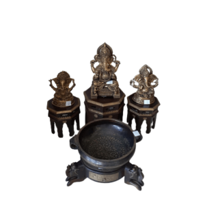 Set of 3 Brass Ganesha Statues