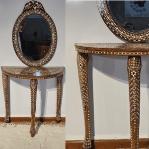 Console table with mirror with bone inlays