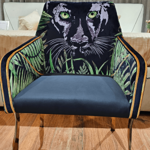 Luxurious chair featuring a striking black and green tiger design