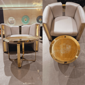 Leatheratte & gold  single chair