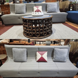 Three seater sofa along with soft fabirc pillows