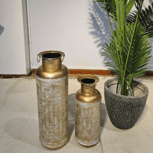 Gold with white Design Flower Vase set of 2