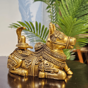 Brass Nandi Statue with Shiva Lingam