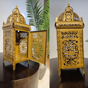 Golden Metal Lantern Set Of Two .