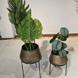 Gold Metal Stand Planters set of 2